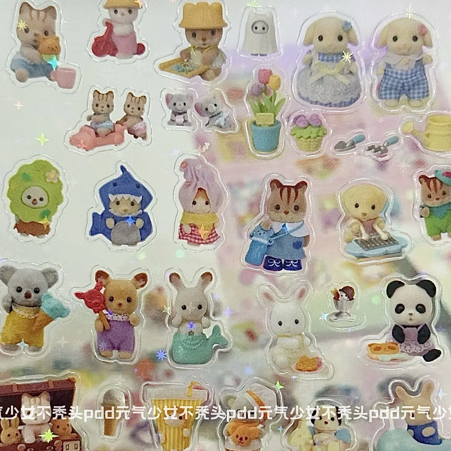 Sylvanian Families Cartoon Waterproof Stickers Pack Cute Water Bottle Laptop Skateboard Scrapbook Anime Accessories 5