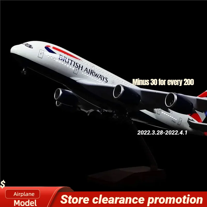 

Модель литая самолета в масштабе 1:160, модель A380 для летательных аппаратов в британском стиле, Коллекционная модель самолета с зеркальным сенсорным экраном или звуковым управлением для драфтинга