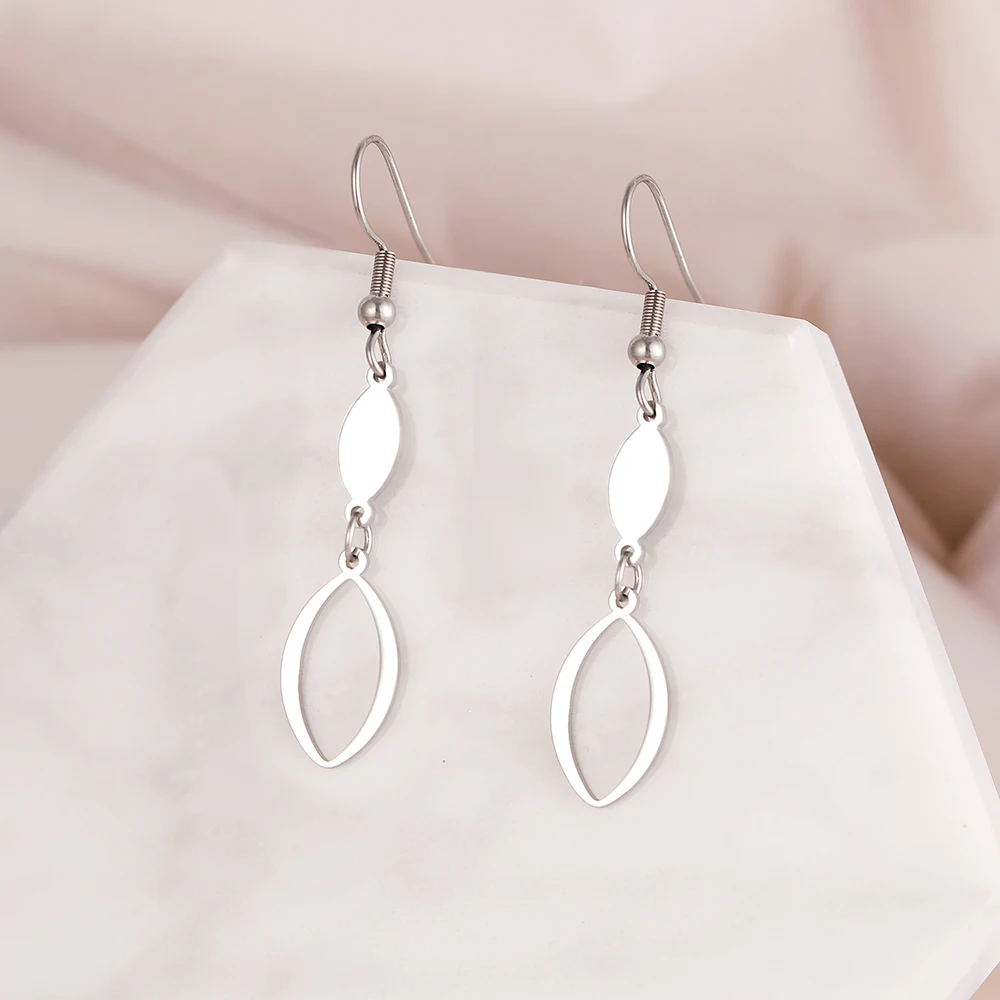 Pendant earrings Stainless Steel Earrings Vintage Geometric Oval Minimalist Pendant Fashion Charms Earrings for Women Jewelry Elegant