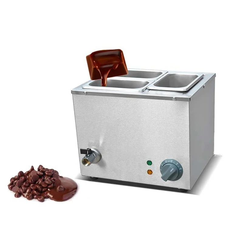 Commercial Chocolate Melting Machine Three-cylinder Electric Chocolate Fountain Fondue Hot Melt Pot Melter Machine 1pc