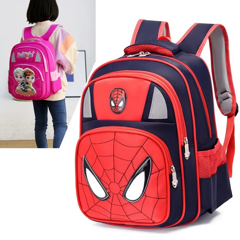 

Disney Frozen Elsa Annasnow Princess Plush Anime Cartoon Backpacks Kids Student School Bag Breathable Spider-Man Backpack Gift