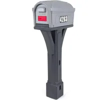 Classic Plastic Residential Mailbox & Post Mount Combo Kit with 2 Access Doors - Light Gray/Dark Gray 1