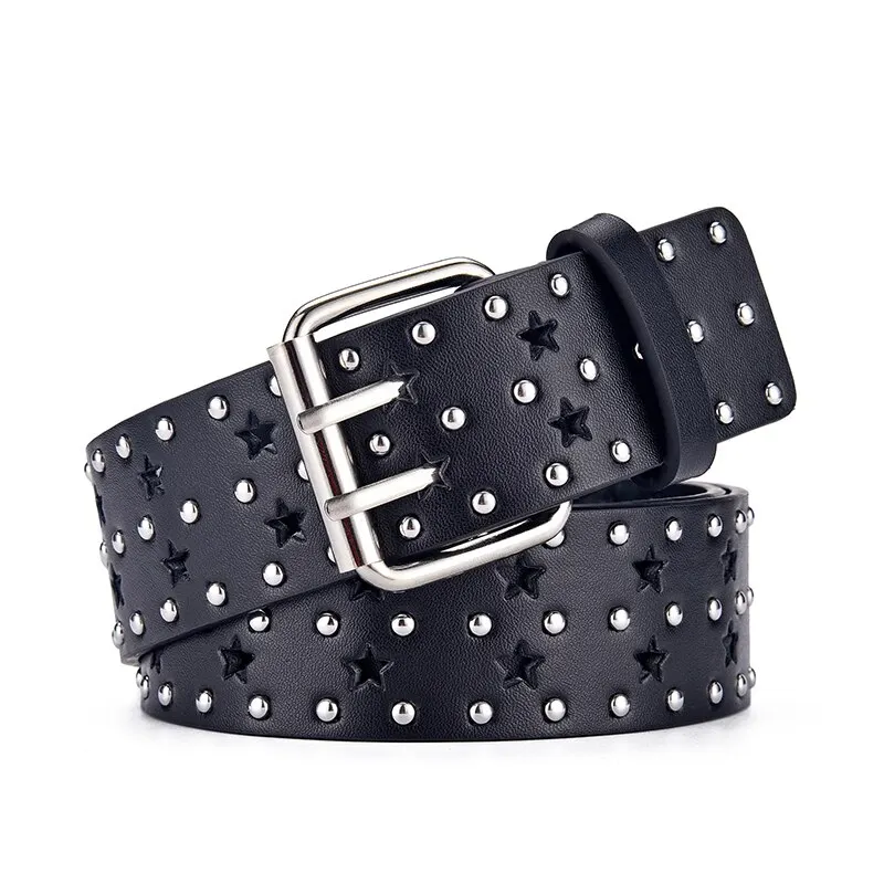 Women's Belt Fashion Pentagonal Star Hollowed out Belt Y2K Belt Hip-hop Rock Punk Trend Matching Jeans Belt for Men and Women