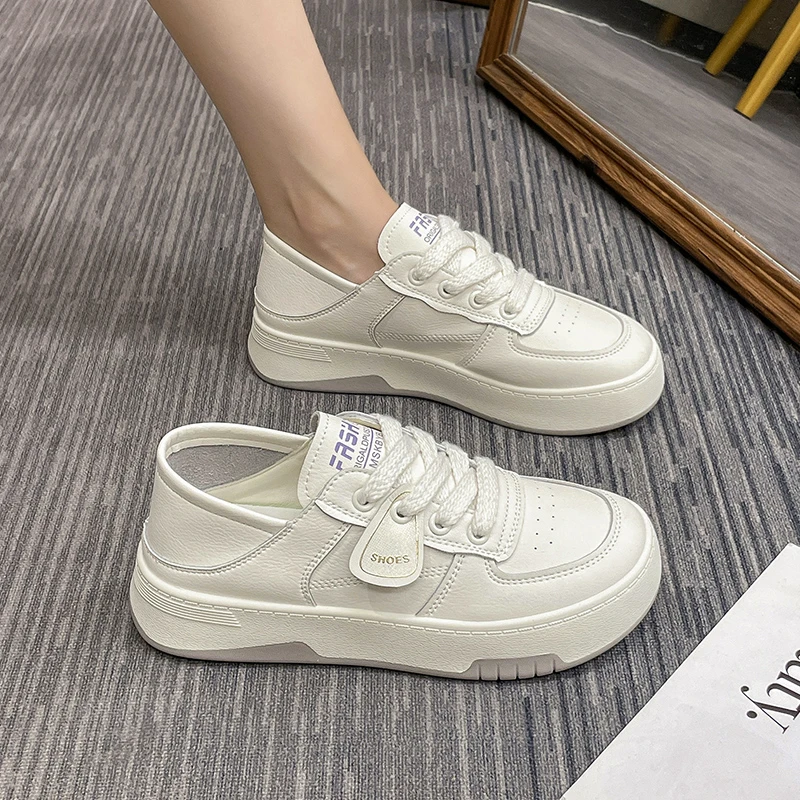 

Женские туфли из натуральной кожи, Белые Повседневные кроссовки, дышащие удобные туфли на толстой подошве, с острым носком, большие размеры, 2024