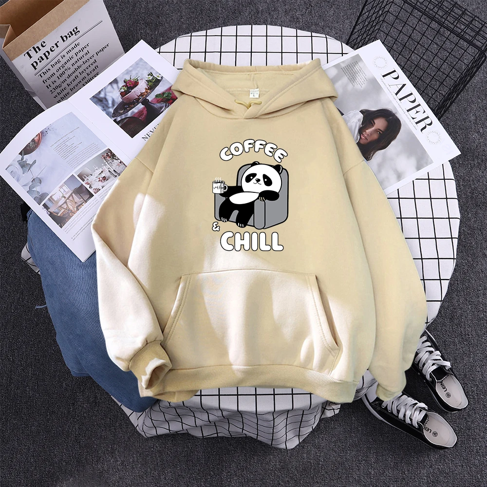 Cute Panda Sleeps Print New Women'S Sweatshirt Warm Vintage Pullover For Woman Fashion Korean Round Neck Hoodie Female