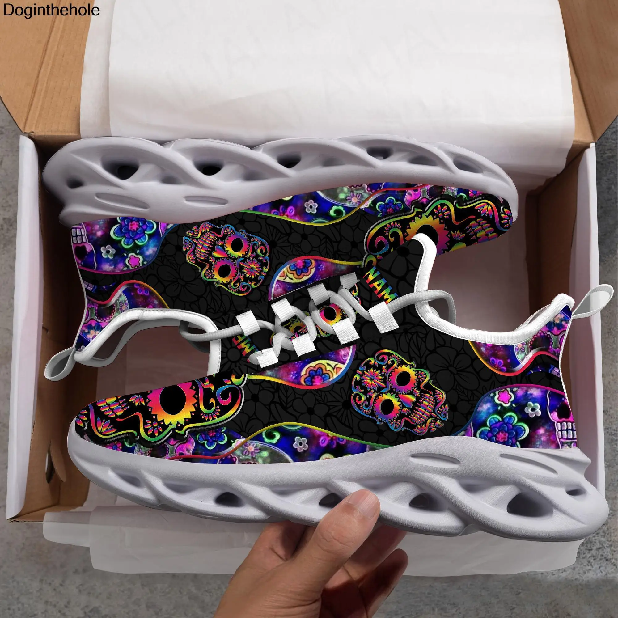 

Doginthehole Casual Sneaker for Men Skull Sugar Clunky Student Cool Running Shoes Outdoor Non-slip Flat Custom Zapatillas Hombre