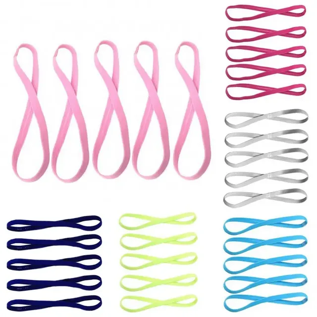 5/10Pcs Candy Color Women Men Yoga Hair Bands Sports Headband Girls Sport Anti-slip Elastic Rubber Sweatband Football Running 6