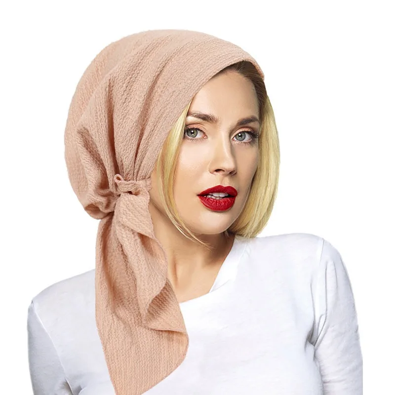 

KepaHoo Muslim Inner Hijab Turban Women Pre-Tied Cap Long Tail Headscarf Wrap Beanies Bonnet Head Scarf Stretch Headwear