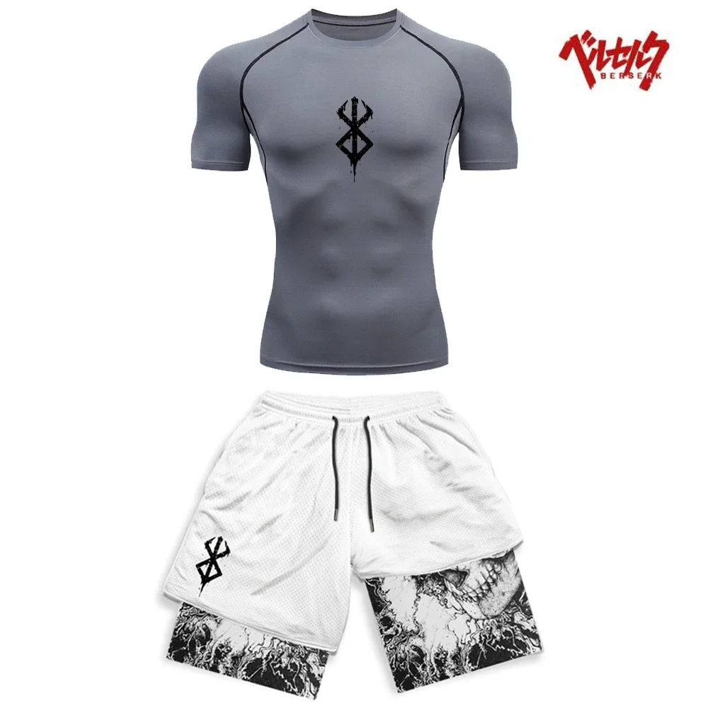 T-shirt Musculation Compression Manches Courtes Respirant Col Rond Homme Noir