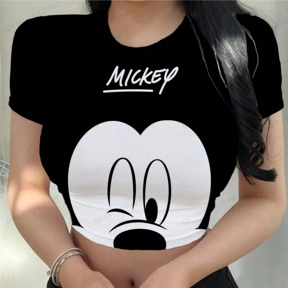 

Harajuku Women Short Tshirt Summer Disney Minnie Mickey Mouse Cartoon Printed Female Tops Sexy Casual Funny Short Tops Tee Shirt