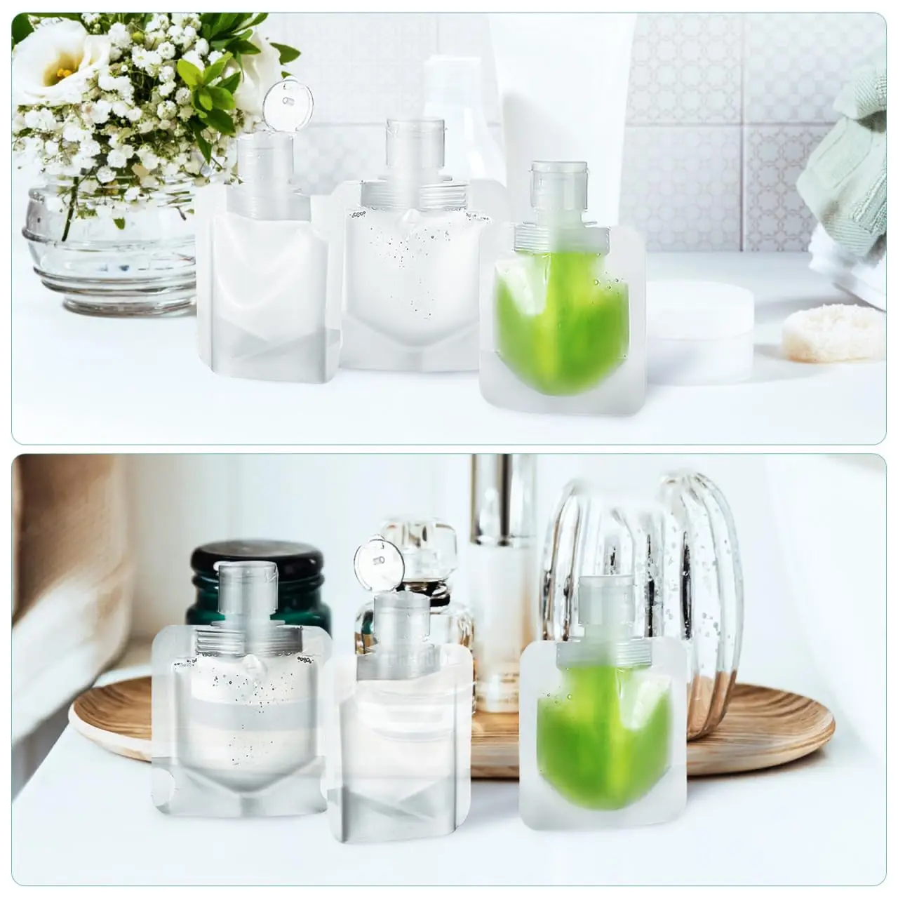 10Pcs 30/50/100ML Thickened Travel Subpackage Cosmetic Lotion Shower Gel Shampoo Portable Facial Cleanser Storage Organizer Bag 6