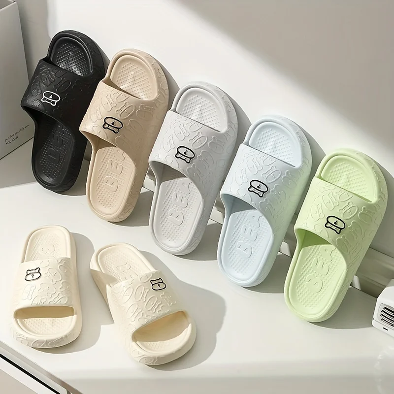 Ladies Cartoon Bathroom Slippers for Men Summer Home Cute Bear for Women Home House Hotel Anti Slip Sandals Unisex 2
