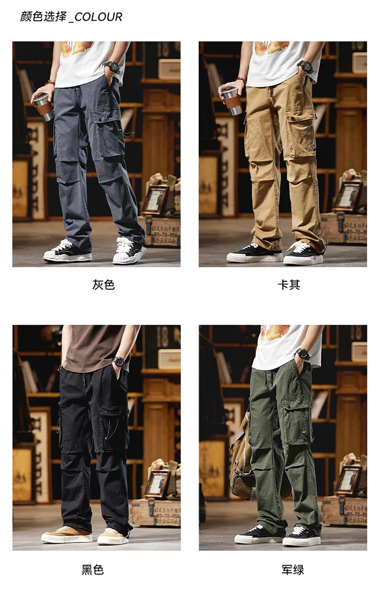 Description Picture 5 of itemMen's casual multi-pocket sweatpants Retro baggy multi-pocket overalls Outdoor sports street overalls Lightweight casual multi-p