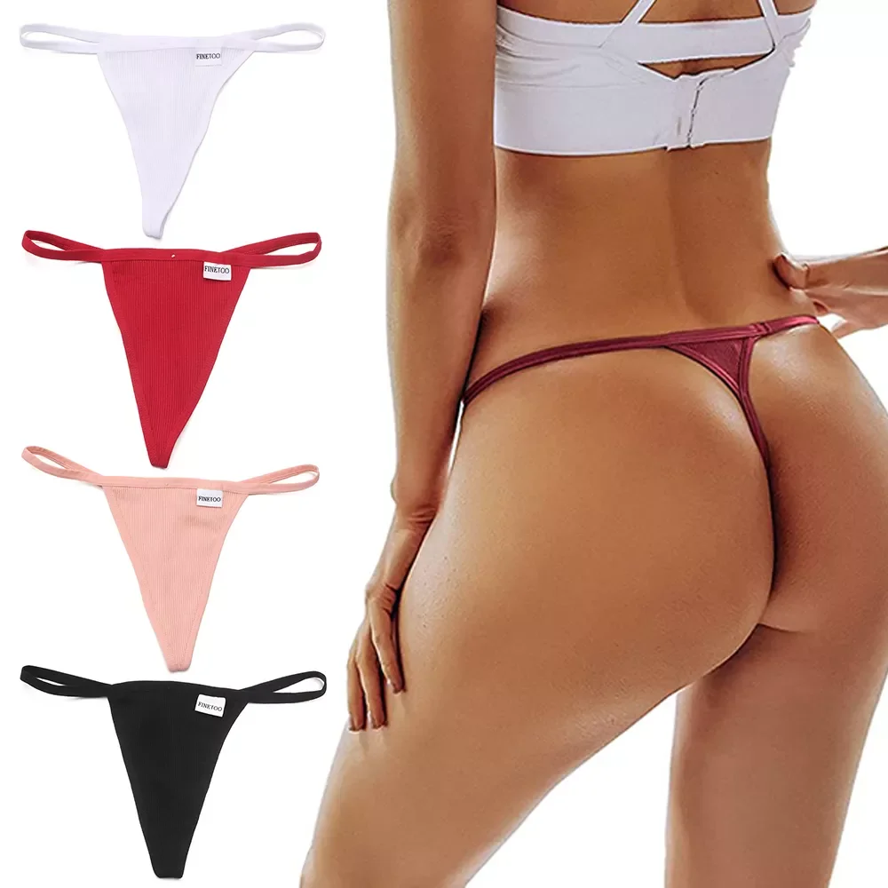 

T-back Underwear Low Waist G-string Women's Thongs Breathable Seamless Threaded Cotton Panties Female Hipster Bikini