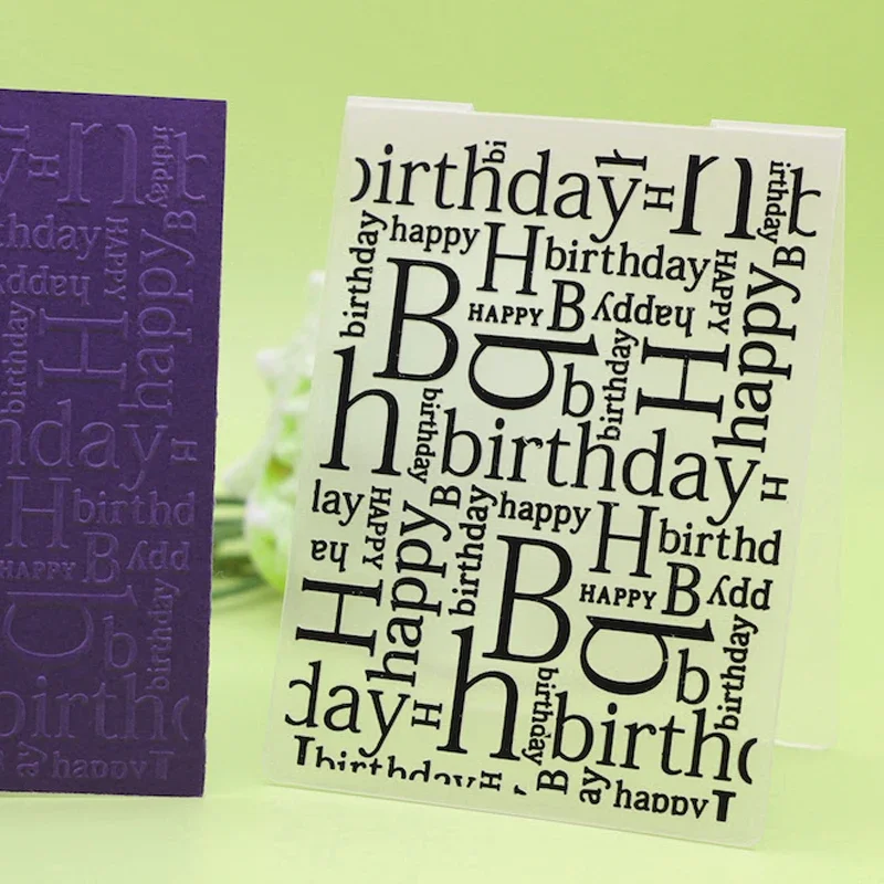 Plastic Happy Birthday Embossing Folder DIY Craft Template Molds Stamp Stencils Scrapbook Paper Cards Photo Album Making Tools plastic embossing folder,embossing folder