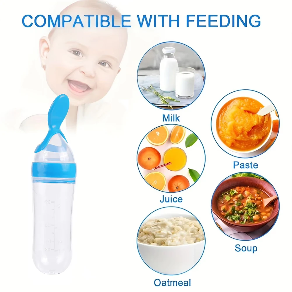 Newborn Pacifier Training Rice Spoon1Pcs Squeeze Bottle Cup Silicone Feeding Tableware Baby Cereal Complementary Feeder