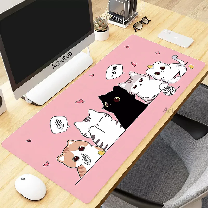 

Cute Cat Mouse Pad Gaming Mousepad Pink Kawaii Large 900x400 MouseMat Gamer XXL Mause Carpet PC Desk Mat Gamer keyboard MausePad