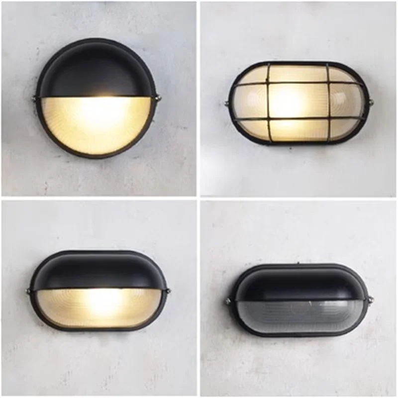 Retro E27 Industrial Wall Lights Outdoor Waterproof Exterior Glass Wall Lamp for Garden Yard Porch Corridor Vintage Oval Sconce