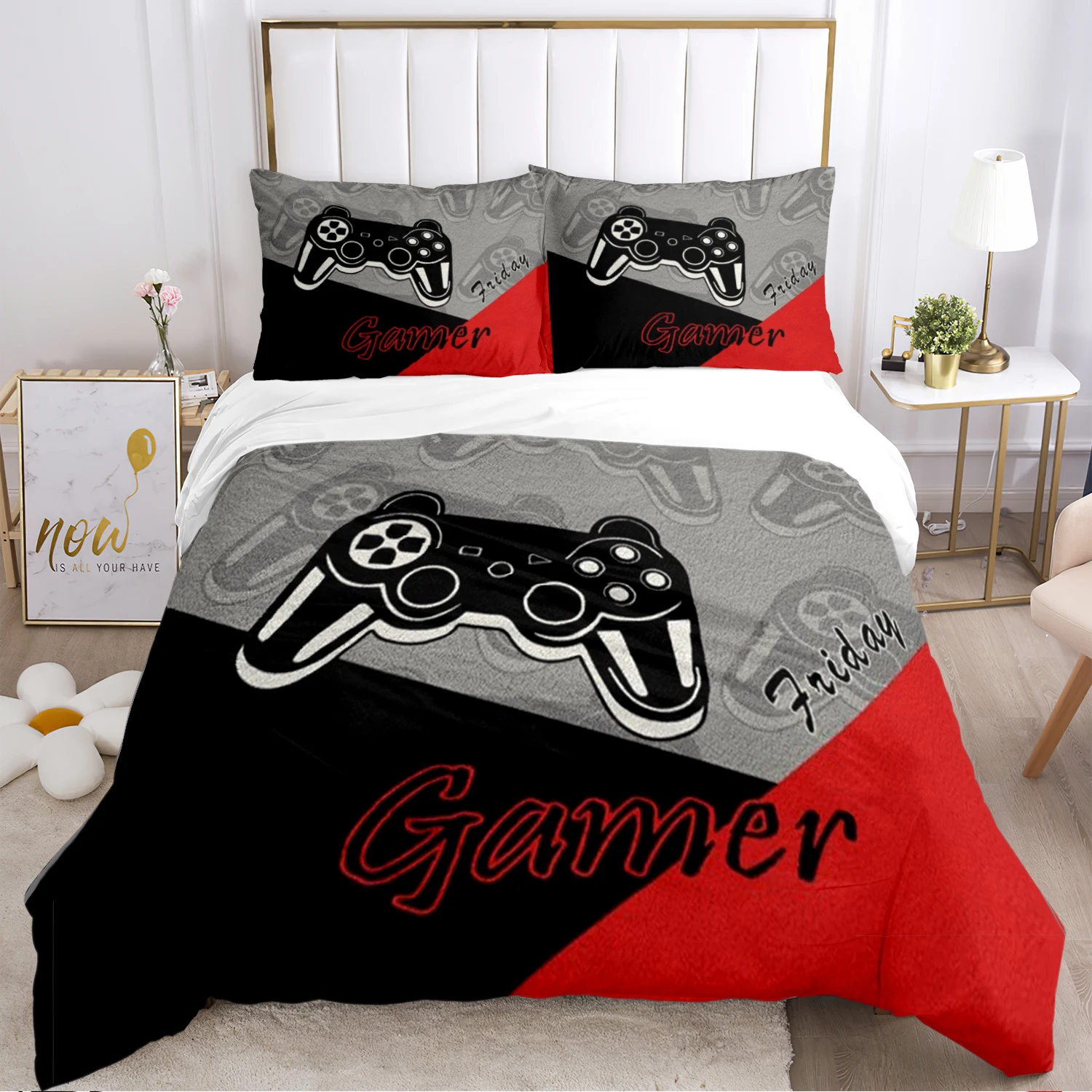 

Gamer Game Controller Duvet Cover Comforter Bedding sets Soft Quilt Cover and Pillowcases for Teens Boy Single/Double/Queen/King