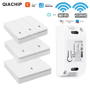 Tuya WiFi Smart Switch RF 433MHz MiNi Wireless Smart Home Receiver Relay Remote Control 110V 220V Work With Alexa Smart Life