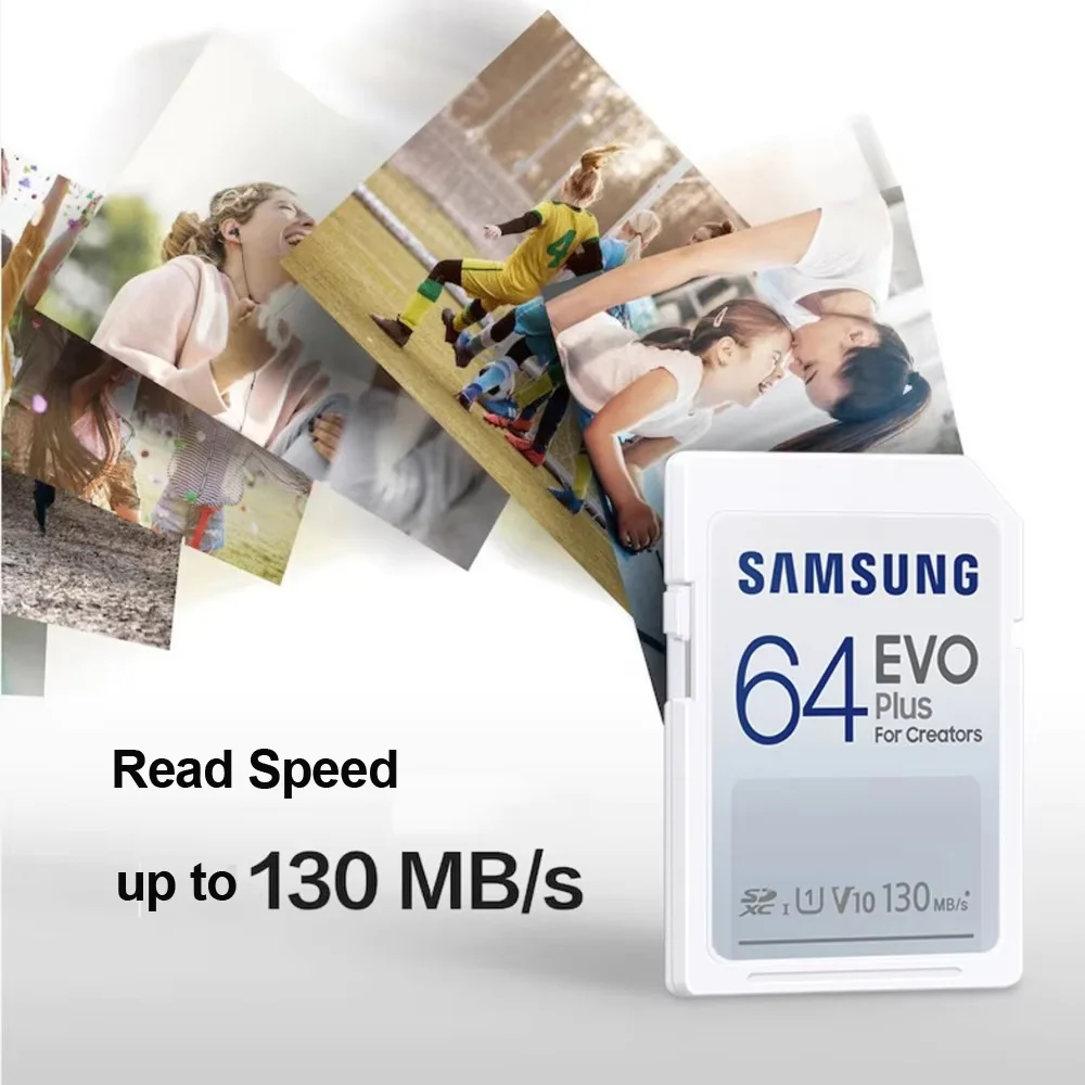 삼성 EVO Plus SD 카드 32GB SDHC V10 C10 64GB U1 128GB 256GB SDXC V30 U3 최대 130MB/s 전송 속도 카메라 메모리 카드