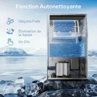 HOMCOM Machine à glaçons commerciale 36 kg/24h, acier inoxydable, ice maker, capacité 7,5 kg, 36 cubes par 10 minutes, 5