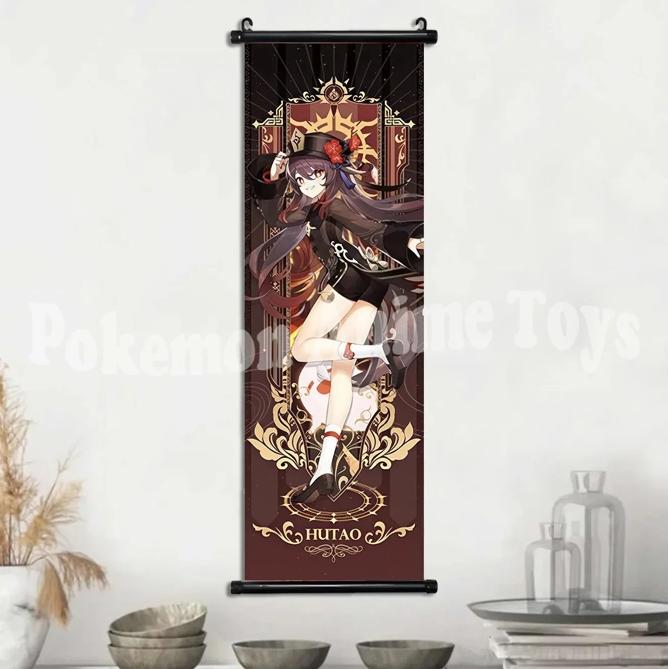 Vibrant Genshin Impact Anime Wall Art Canvas Scroll - Home Decor & Gift