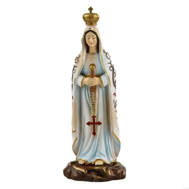E21B Elegant Fatima Holy Virgin Sculpture Religious Statue For Religious Art Lover Virgin Statue