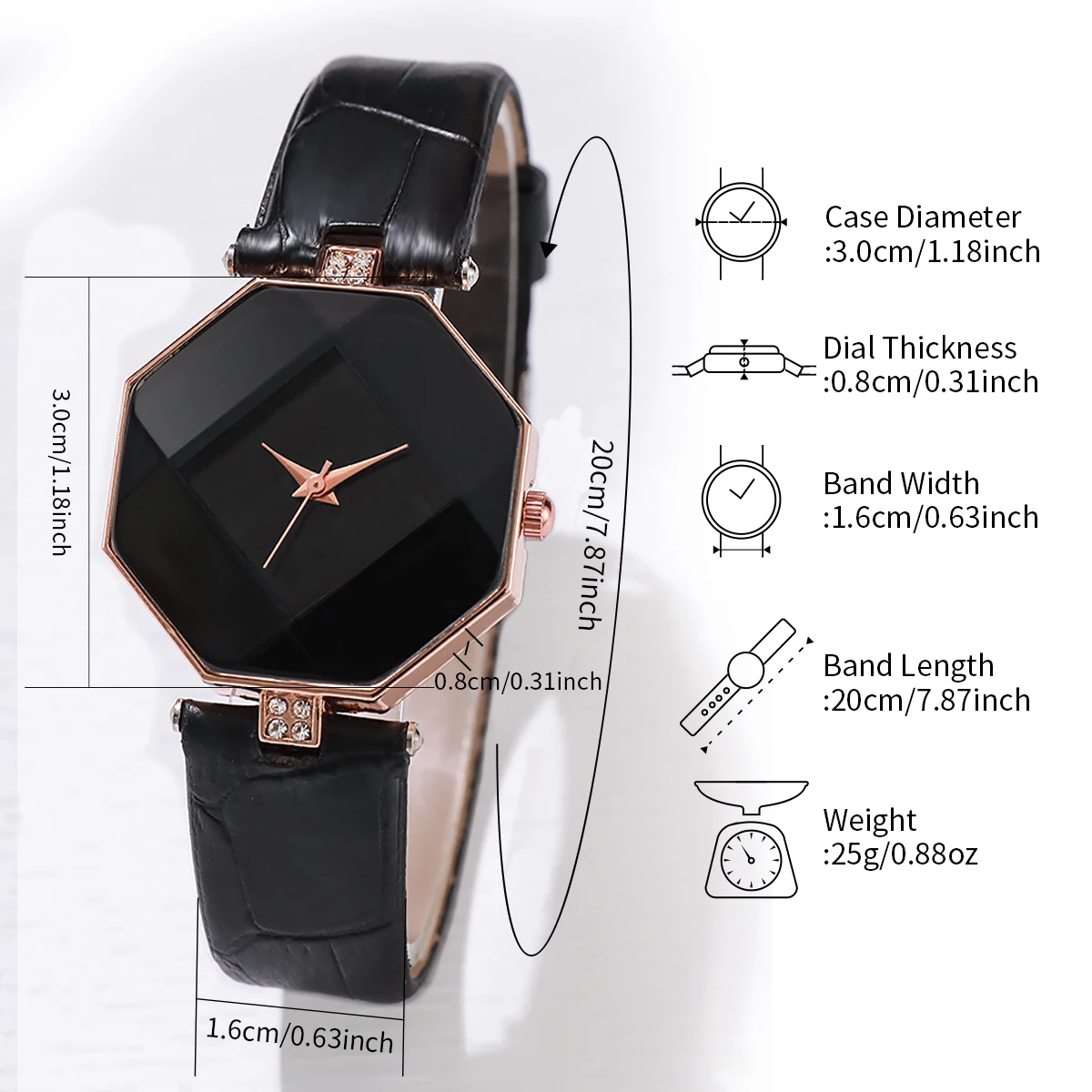Womens Watch 5PCS/Set Fashion Leather Band Analog Quartz Heart Jewelry Set(Without Box)