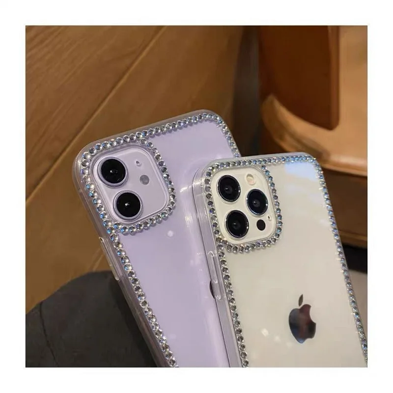 Phone Case For Iphone 15 14 Pro Max With Rhinestone Silicone Cover For Iphone 13 12 Pro Max Xs 11Pro 16 Plus Glitter Fundas
