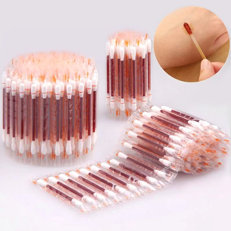 

50pcs Disposable Medical Iodine Cotton Swab Iodine Disinfection Cotton Swab Climbing Auxiliary First Aid Safety Survival Tool