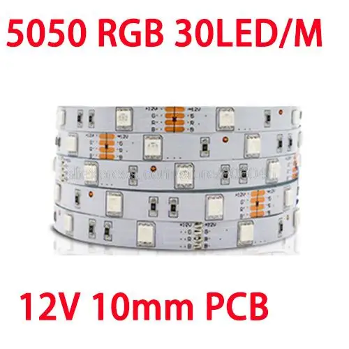 12V 24VDC 5m 5050 RGB LED Strip 30LED/m 60LED/m 96LED/m 120LED/m SMD  Flexible LED Light Tape 8mm 10mm PCB IP20 65 for Decoration