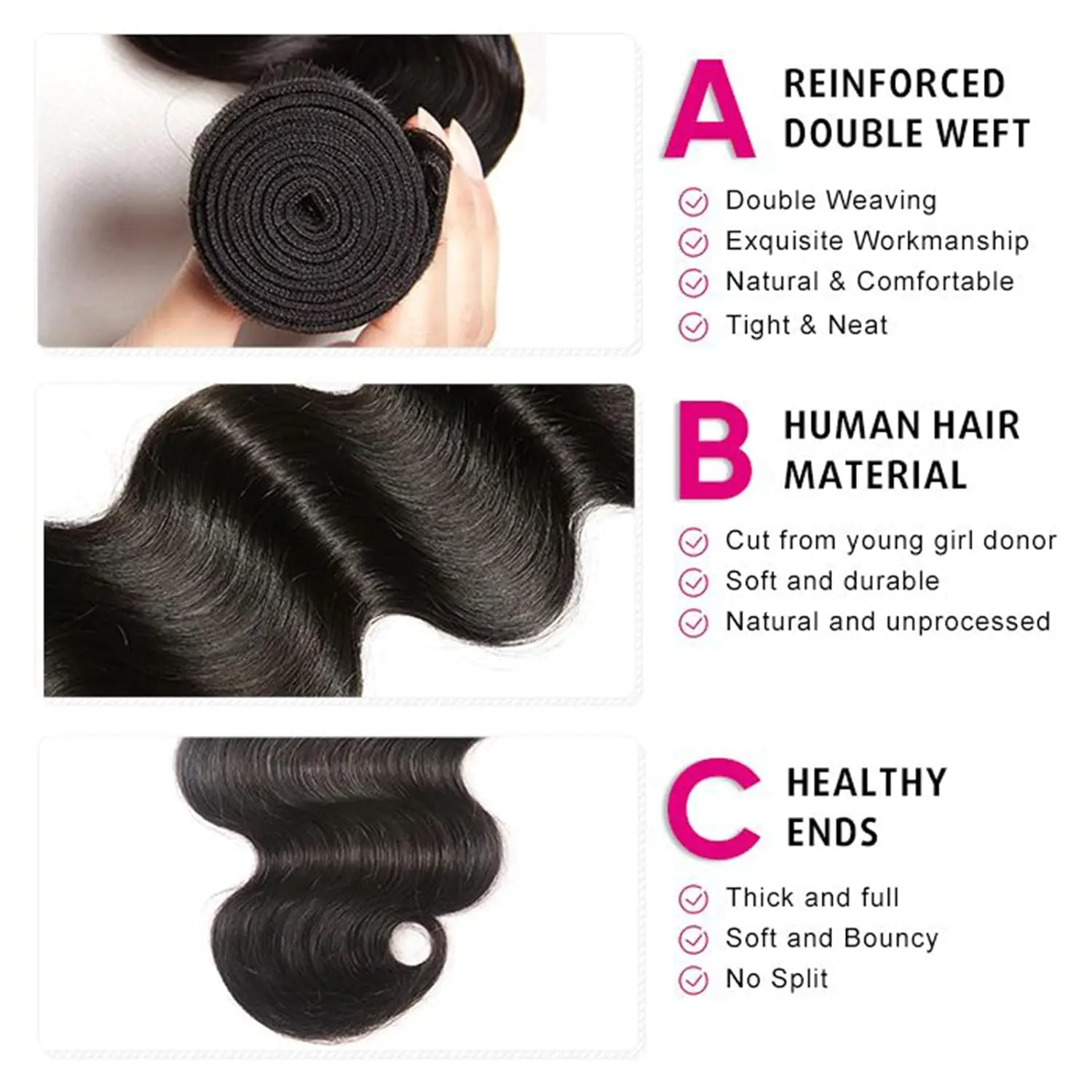 2x6 Lace Closure With Bundles Body Wave Human Hair 3/4 Weave Bundles With Closures Brazilian Hair Extensions For Women Human Hair Extensions Human Hair Closure Human Hair Lace Product