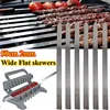 50cm Wide No-Wood Handle Flat Stainless Steel BBQ Skewers Shish Kebab Turkish Persian Grills Koubideh Iranian Brazilian European