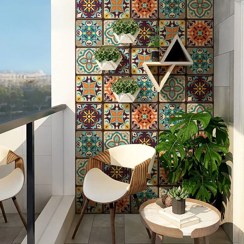 Description Picture 4 of itemBohemian Tile Wall Stickers, Peel And Stick, Waterproof Living Room Kitchen Bedroom Wall Stickers Home Wall Decoration