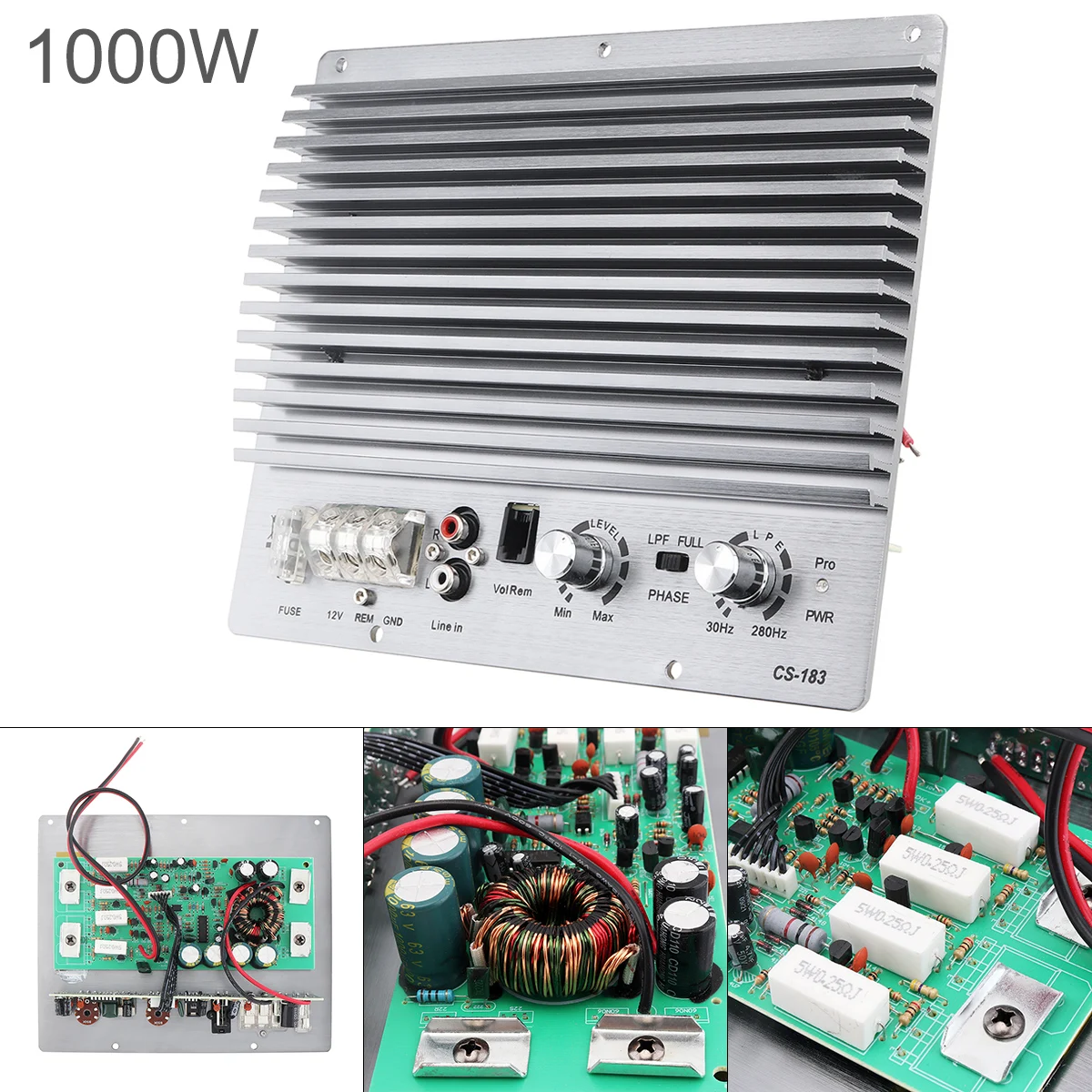 1000W Class AB Digital Aluminum Alloy 2 Channel Silver Car Audio AMP Subwoofer Amplifier Universal Auto Audio Power Amplifier