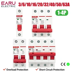 Enhanced Mini Circuit Breaker, 400V, 1 - 4 Pole, C Type, 35mm Din Rail Mount, 6KA Breaking Capacity - 63A