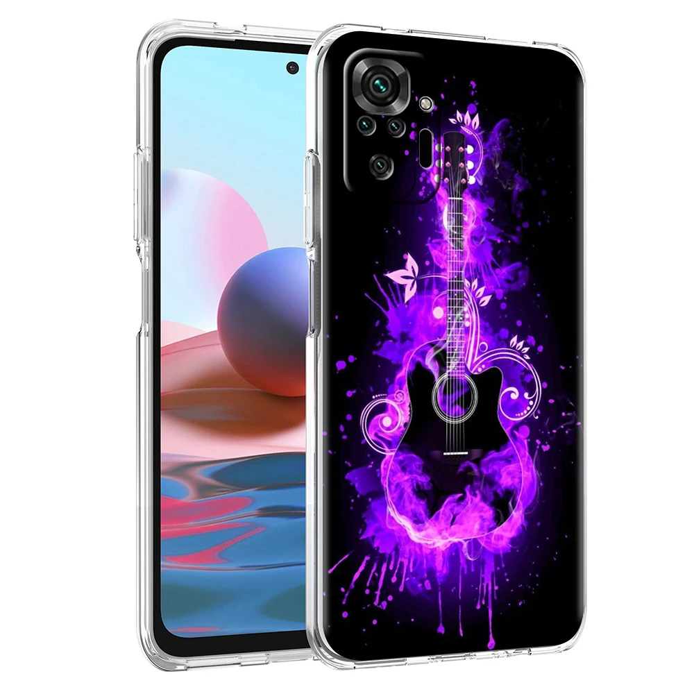 Gitarre Musik Kunst Telefon Fall Abdeckung für Redmi Hinweis 10 11 11T 7 8 8T 9 K40 Gaming 9A 9C Pro Plus Transparente Silikon Shell Capas – Detail 2
