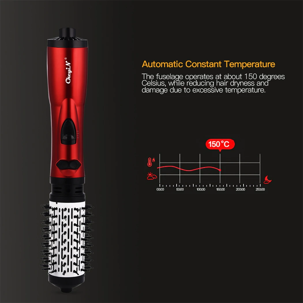 Hair Styling Tool CkeyiN Hair Dryer Brush 2 In 1 Hot Air Spin Brush Curling Straightening Styling Auto-Rotating Ionic Round Blow Dryer Volumizer