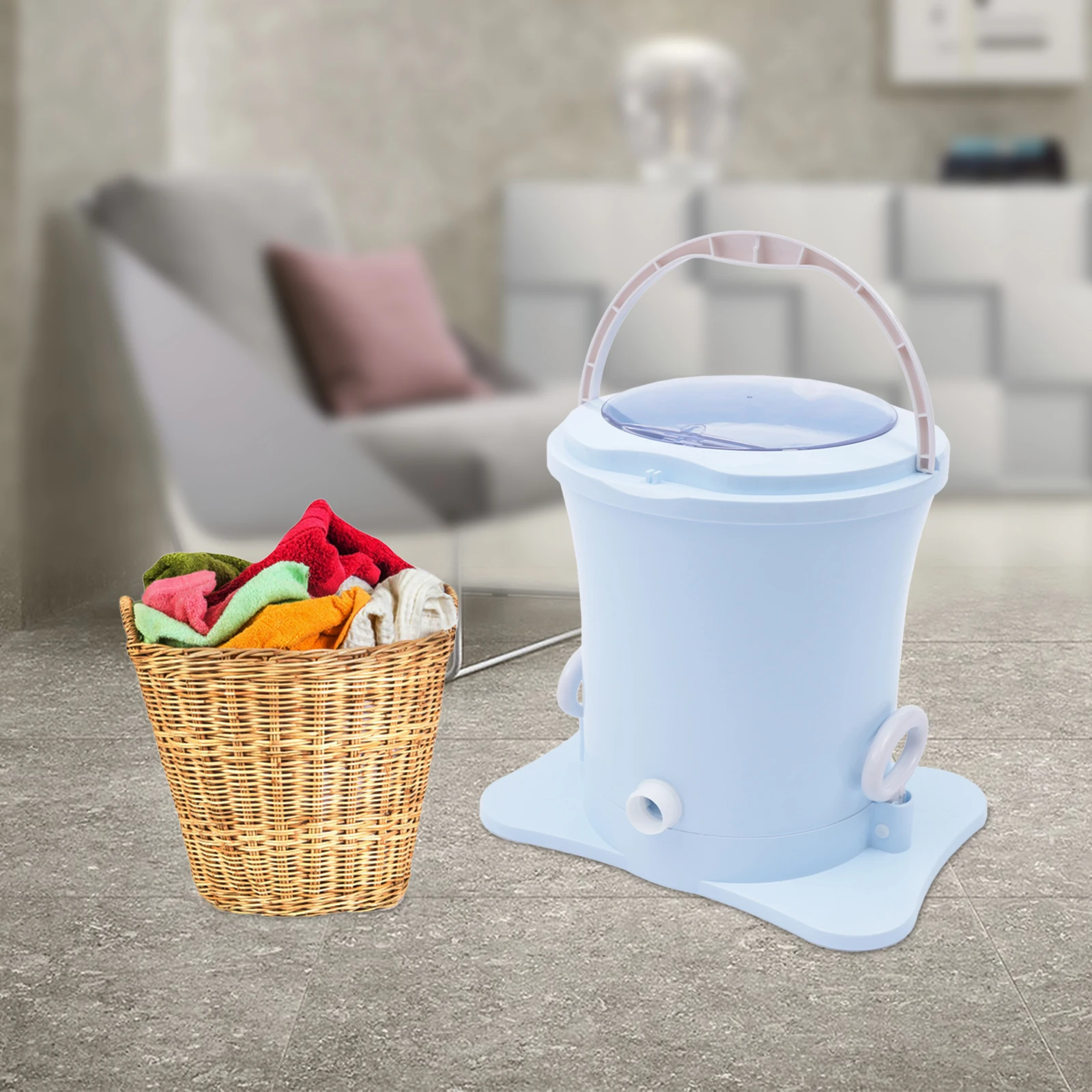 Manual Pulling Rope Dehydrator Portable Laundry Dryer Barrel Double-Drive Design