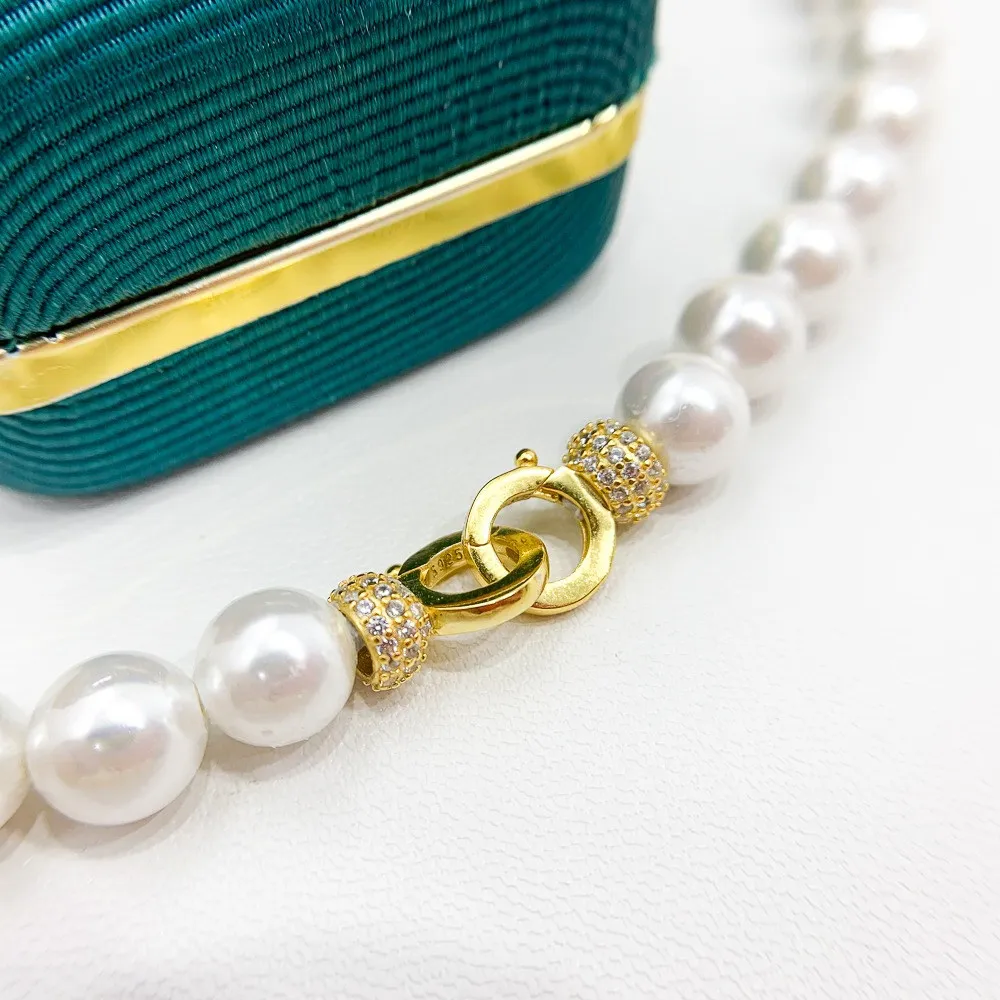 

Жемчужные аксессуары «сделай сам», серебро 925 пробы, однобортная Блестящая серебряная пряжка ручной работы