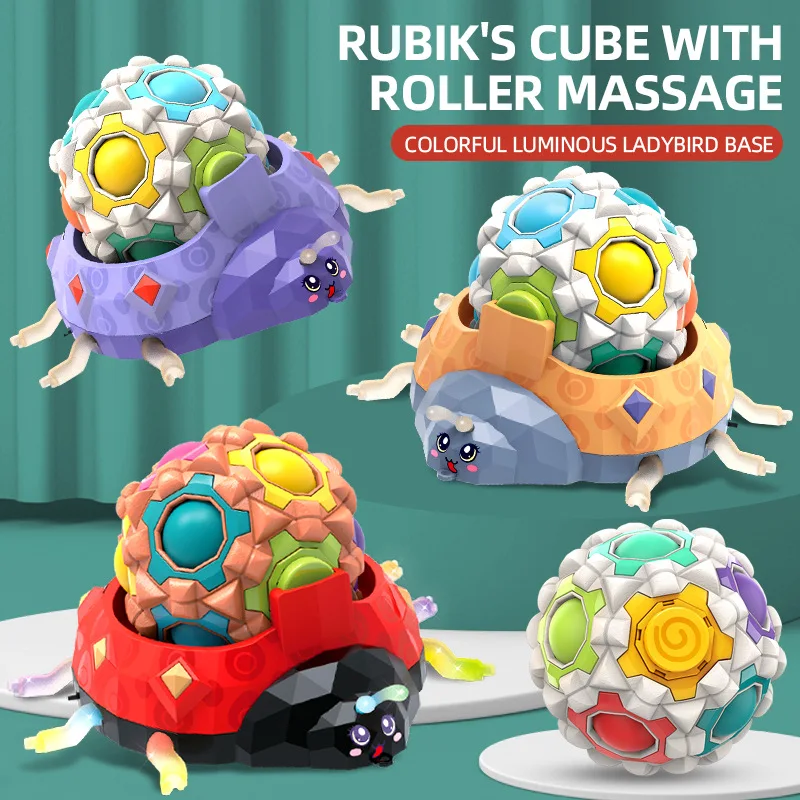 

Creative 3-In-1 Seven-Star Ladybird Fingertip Rotating Decompression Pull Roller Light Massage Rubik's Cube Sliding Toy