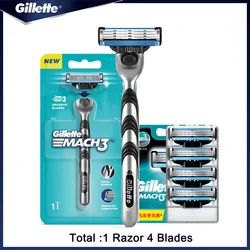 Premium Gillette Manual Shaver for Men - 3-Layer Blade System for Precision Shaving and Hair Removal (With 4 Blades)
