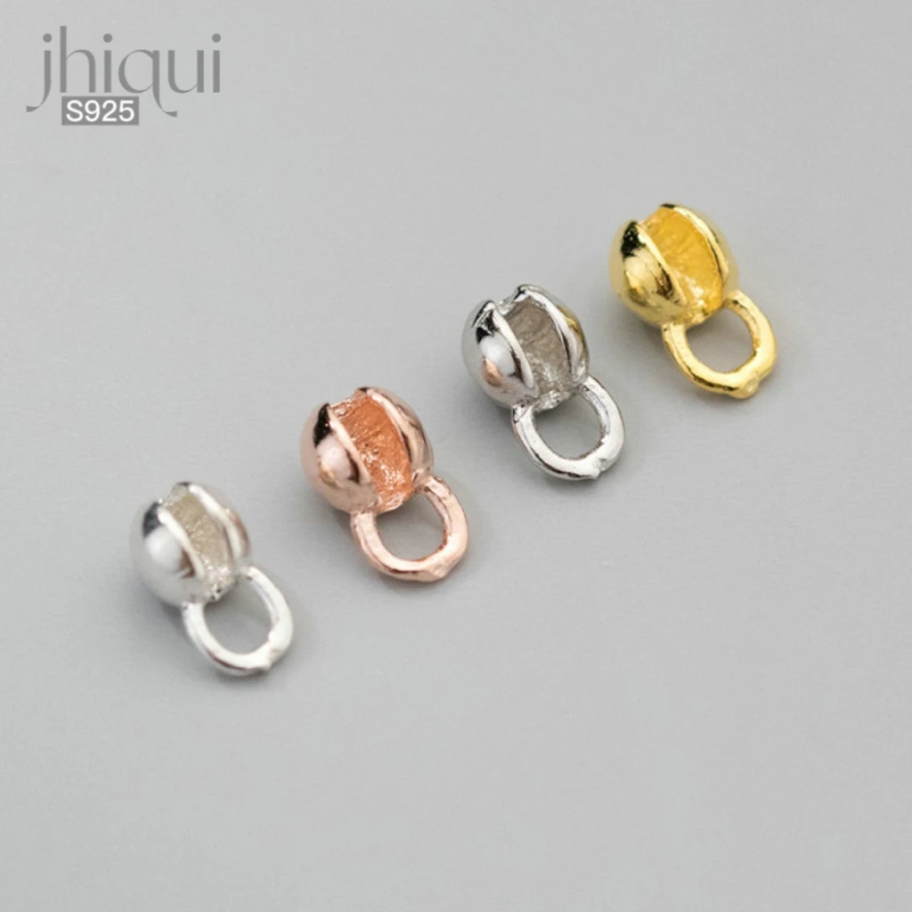 10pcs 925 Sterling Silver Crimp Clasps Wrapped Cord Buckle Connectors