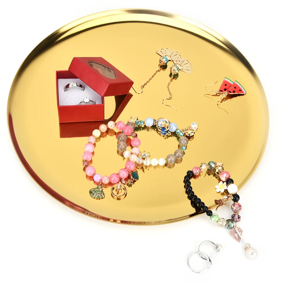Fruits Serving Tray Jewelry Serving Tray Stainless Steel Plate for Tea Set Fruits Candies Food Jewelry Towel