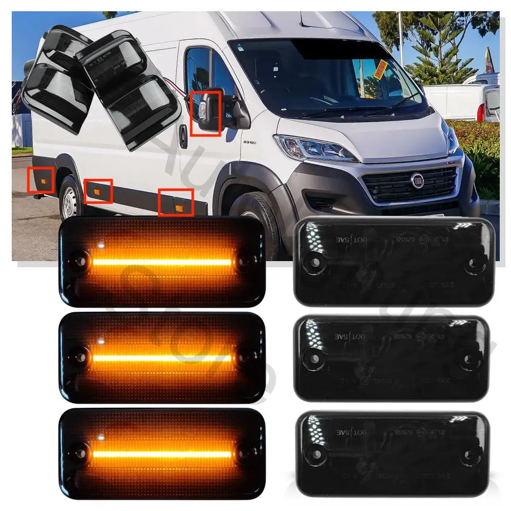 6 Pz Per Citroen Jumper Relay Fiat Ducato Peugeot Boxer Minibus Van 2006-2022 Led Side Clearance Marker Lights Lampada A Specchio Laterale