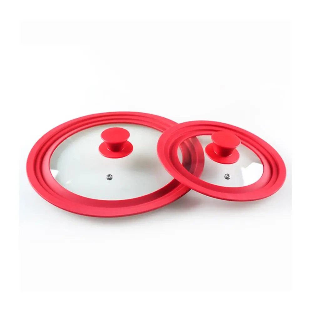 Universal Round Pot Lid for Pots Pans Cookware Tempered Glass Lid for Skillets with Silicone Rim Replacement Lid for Frying Pan