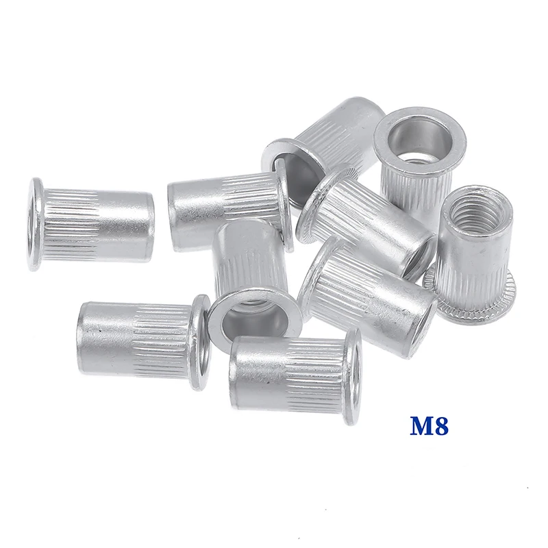 50/20pcs M3 M4 M5 M6 M8 M10 Aluminum Alloy Rivet Nuts Flat Head Threaded Insert Rivet Nuts Set Nutsert Cap Nut Rivnut