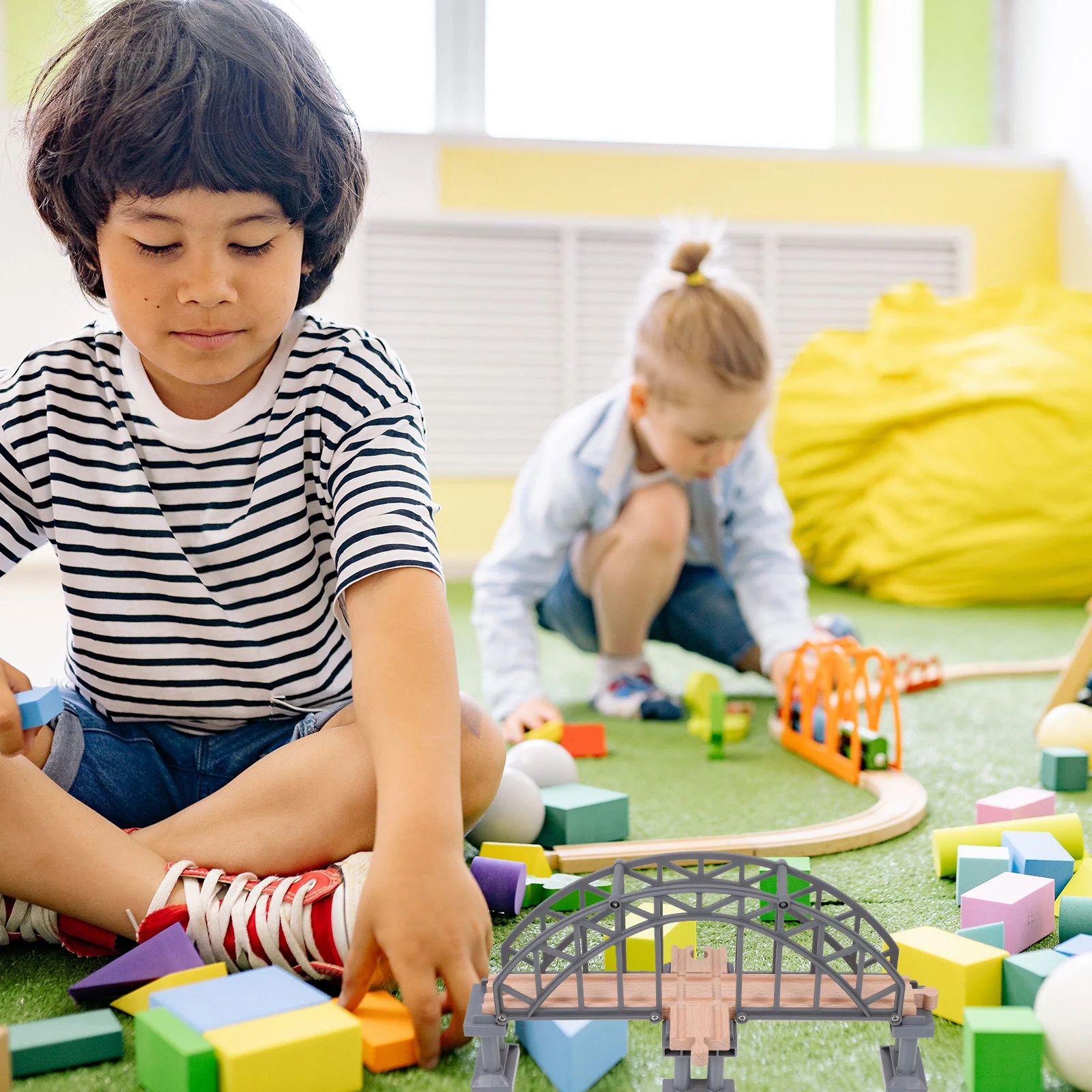 Train Scene Toy Layout Prop Bridge Wooden 3150X1700X1300CM Children Learning Cognitive Plaything Toys Travel