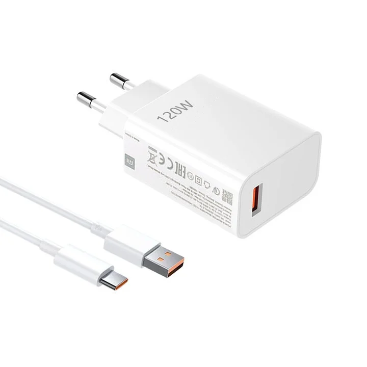 Ultra Fast 120W Charger with EU Plug and 6A Type C Cable